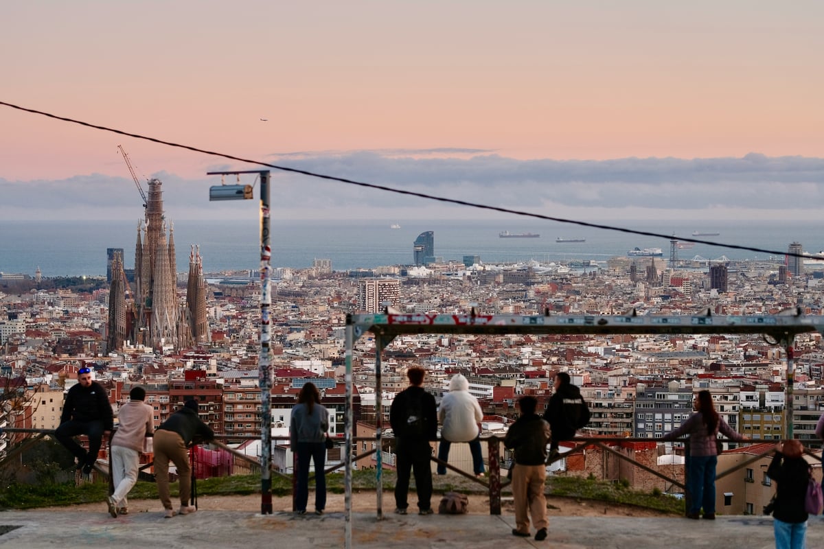 A view from one of the Sagrada Familia towers over Barcelona's rooftops