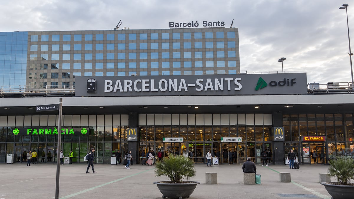 The exterior of Barcelona Sants train station