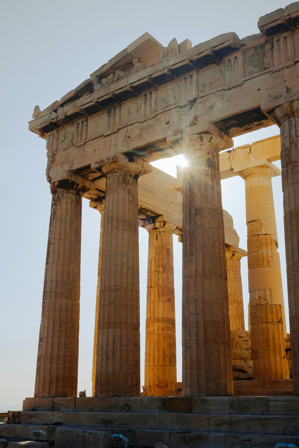 The Parthenon atop the Acropolis with the city of Athens below