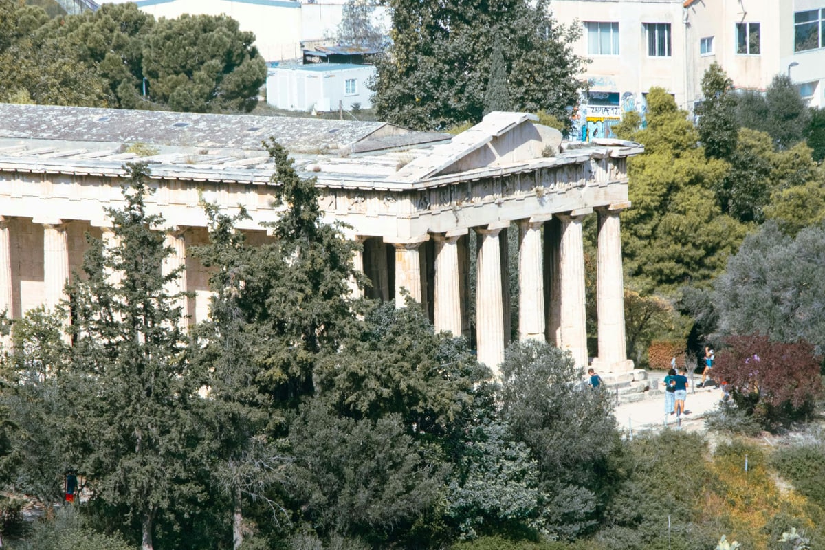 The well-preserved Temple of Hephaestus in the Ancient Agora
