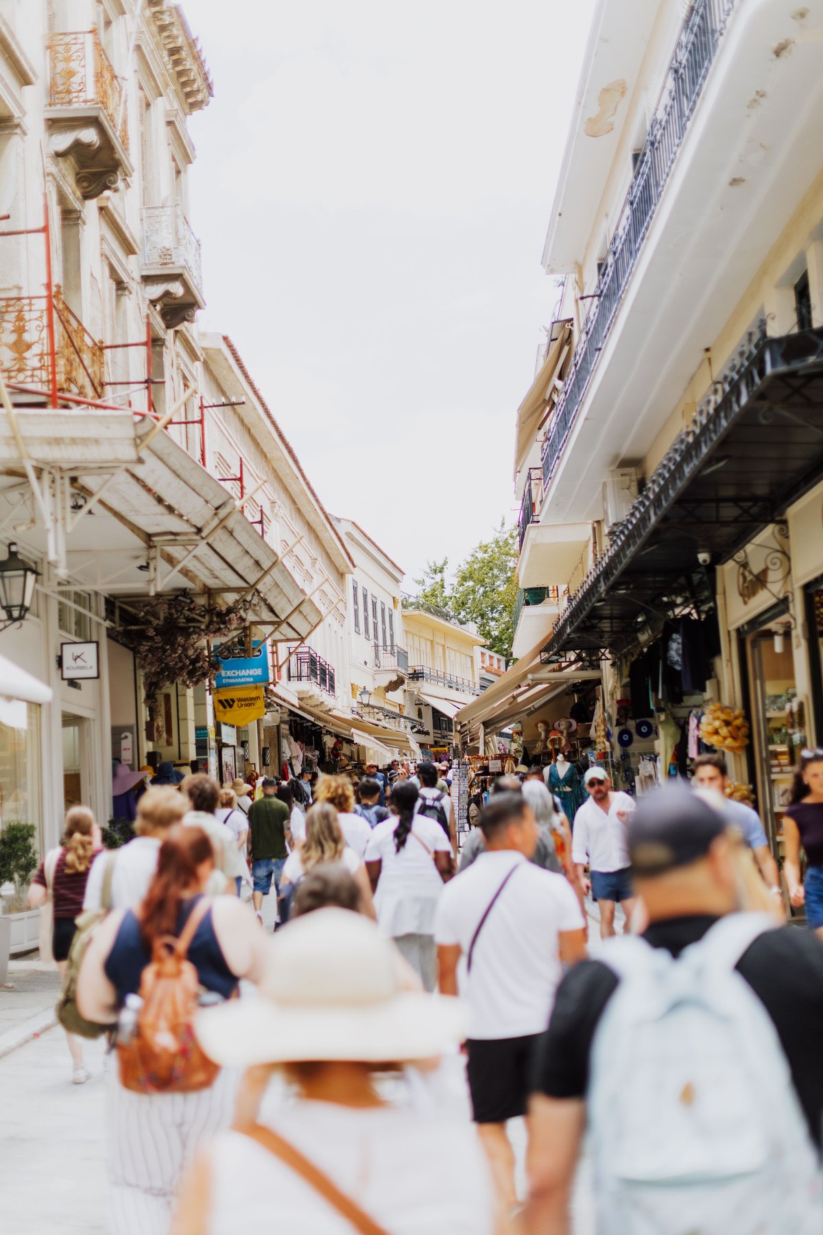 Plaka's lanes with neoclassical houses and outdoor tavernas