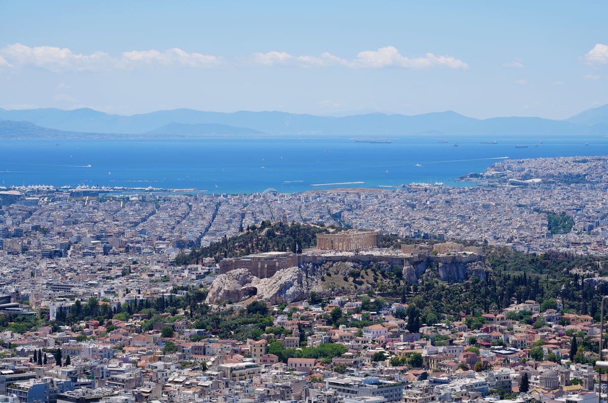 The Acropolis and Parthenon from a scenic viewpoint over Athens