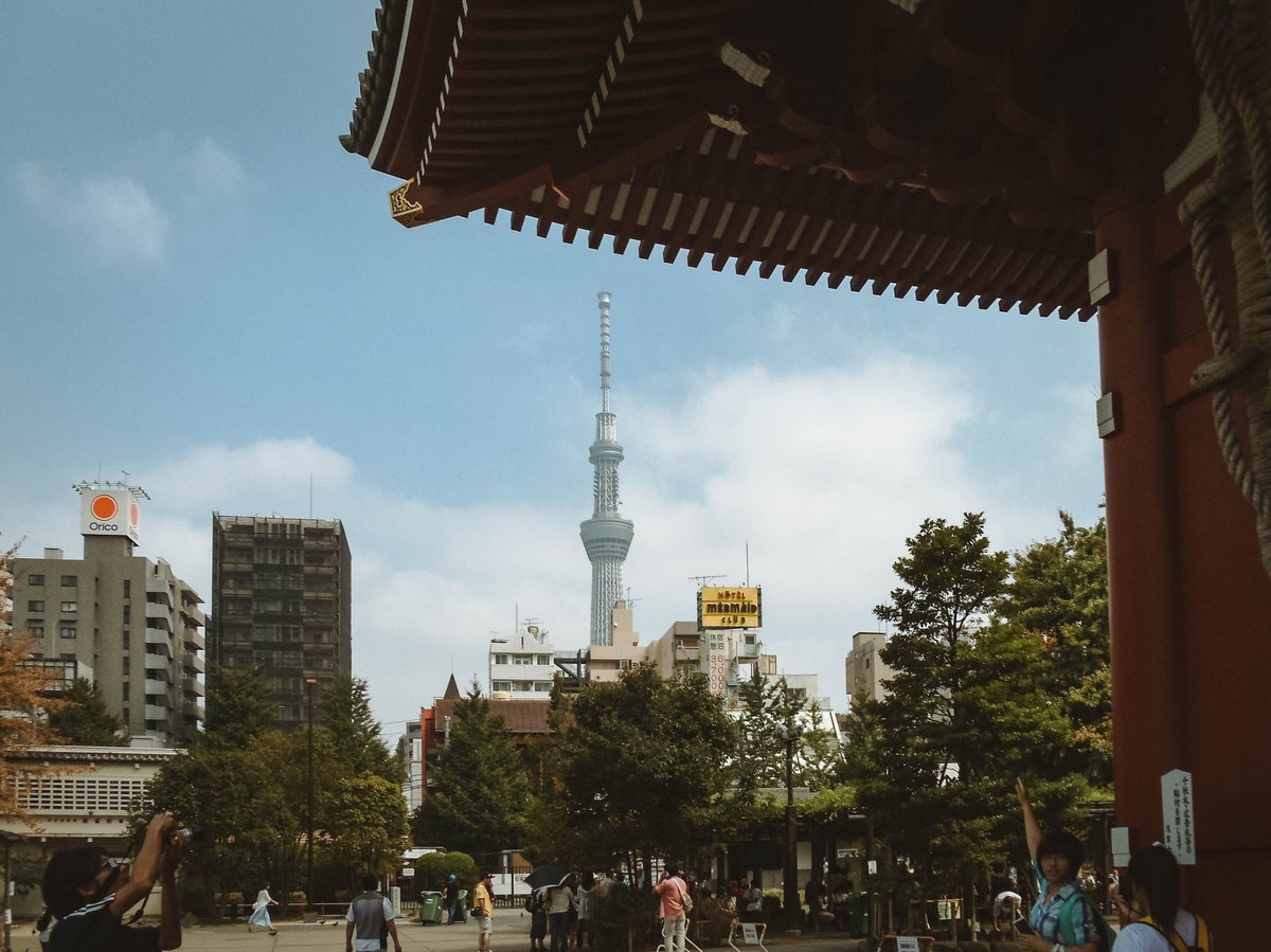 Tokyo Skytree seen from the grounds of Senso-ji temple in Asakusa