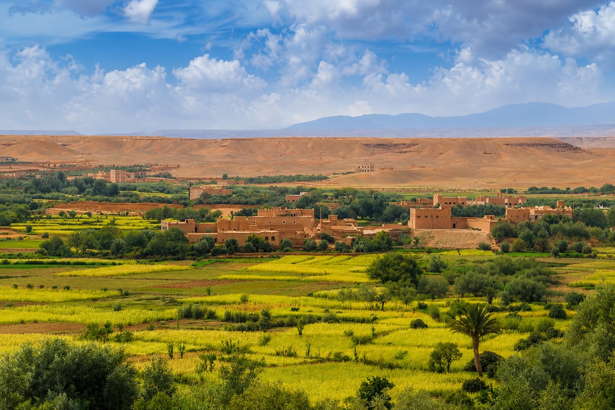 A sweeping Moroccan landscape suggesting a journey, desert or road, no faces