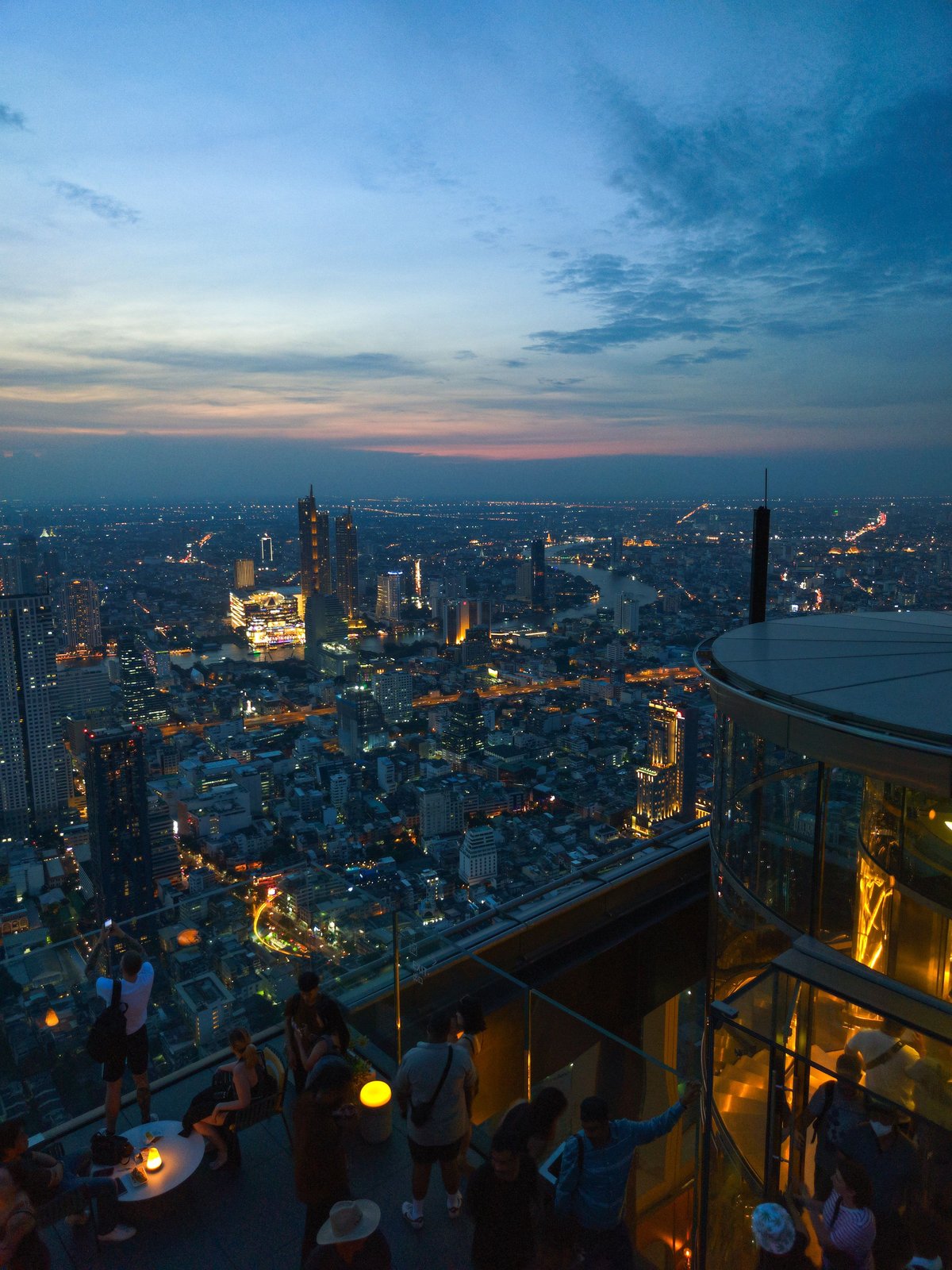 A glamorous Bangkok rooftop bar overlooking the glittering skyline