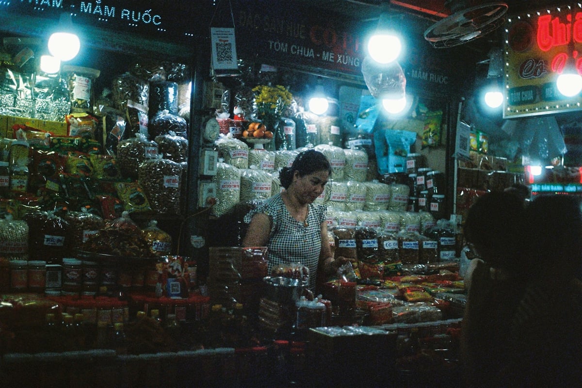 A Vietnamese shop stacked with jars and packets of dried goods and sauces