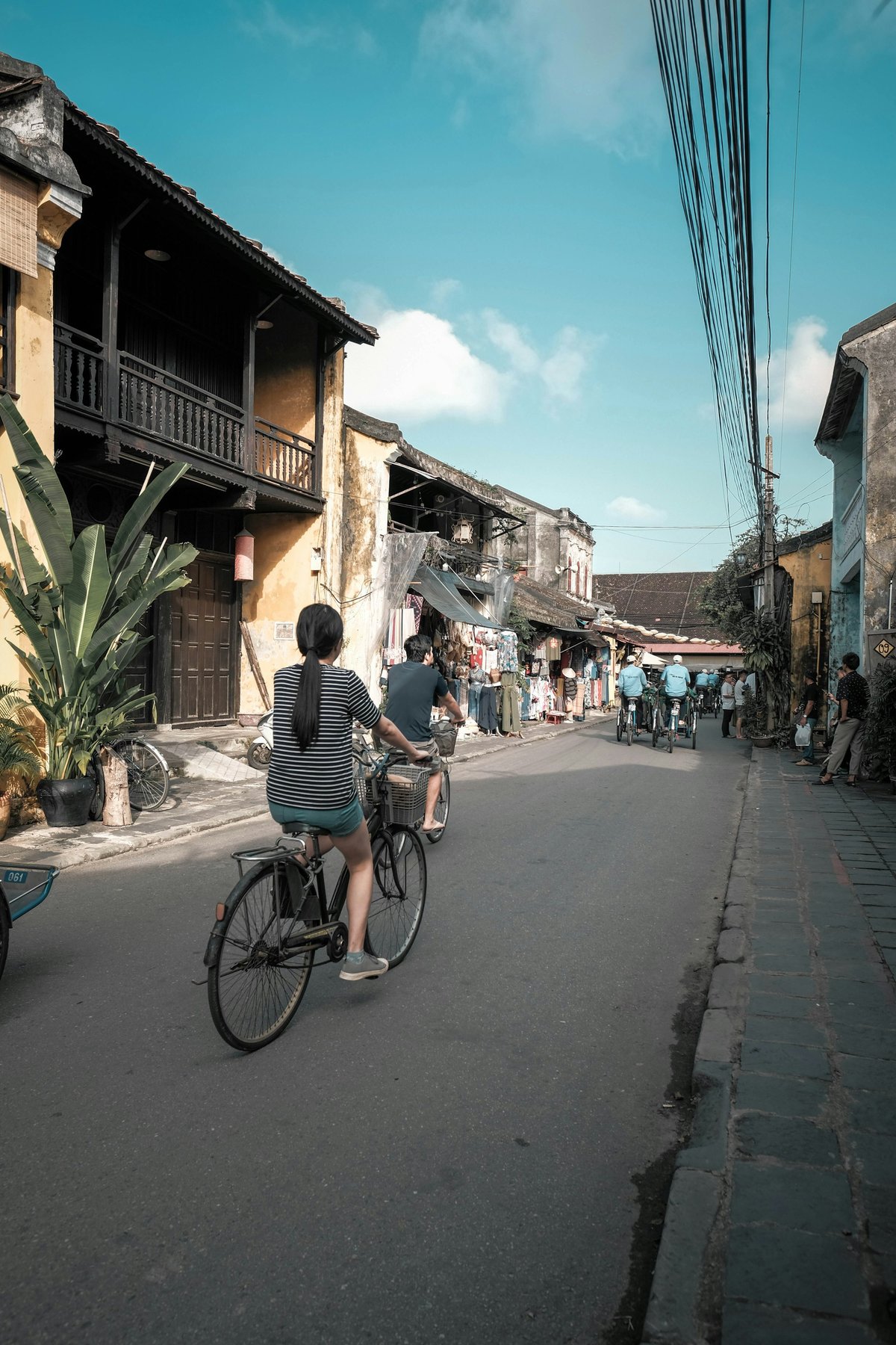 A quiet street of ochre shophouses in Hoi An's Ancient Town