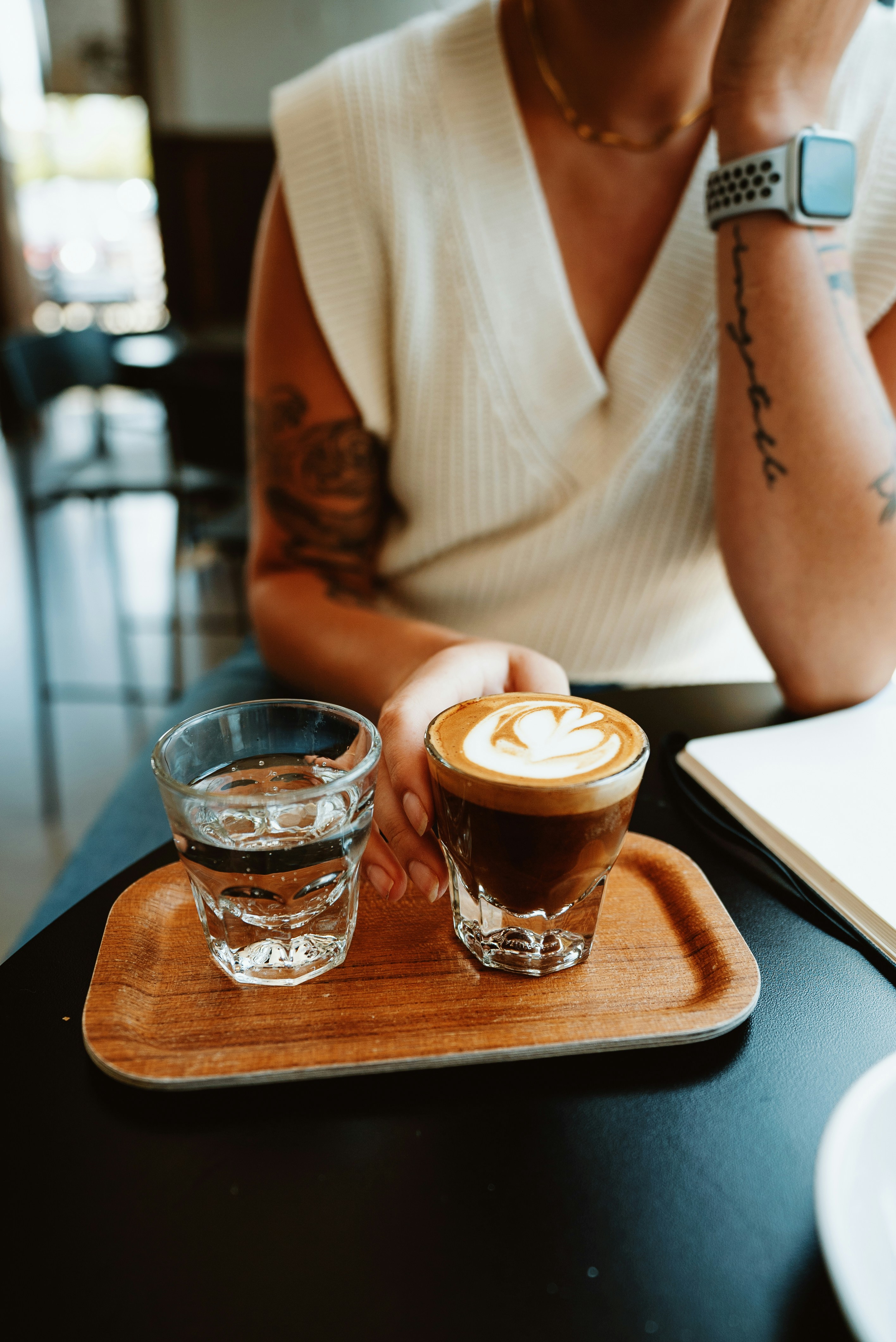 A Spanish breakfast spread — coffee, pa amb tomàquet, or a croissant at a café