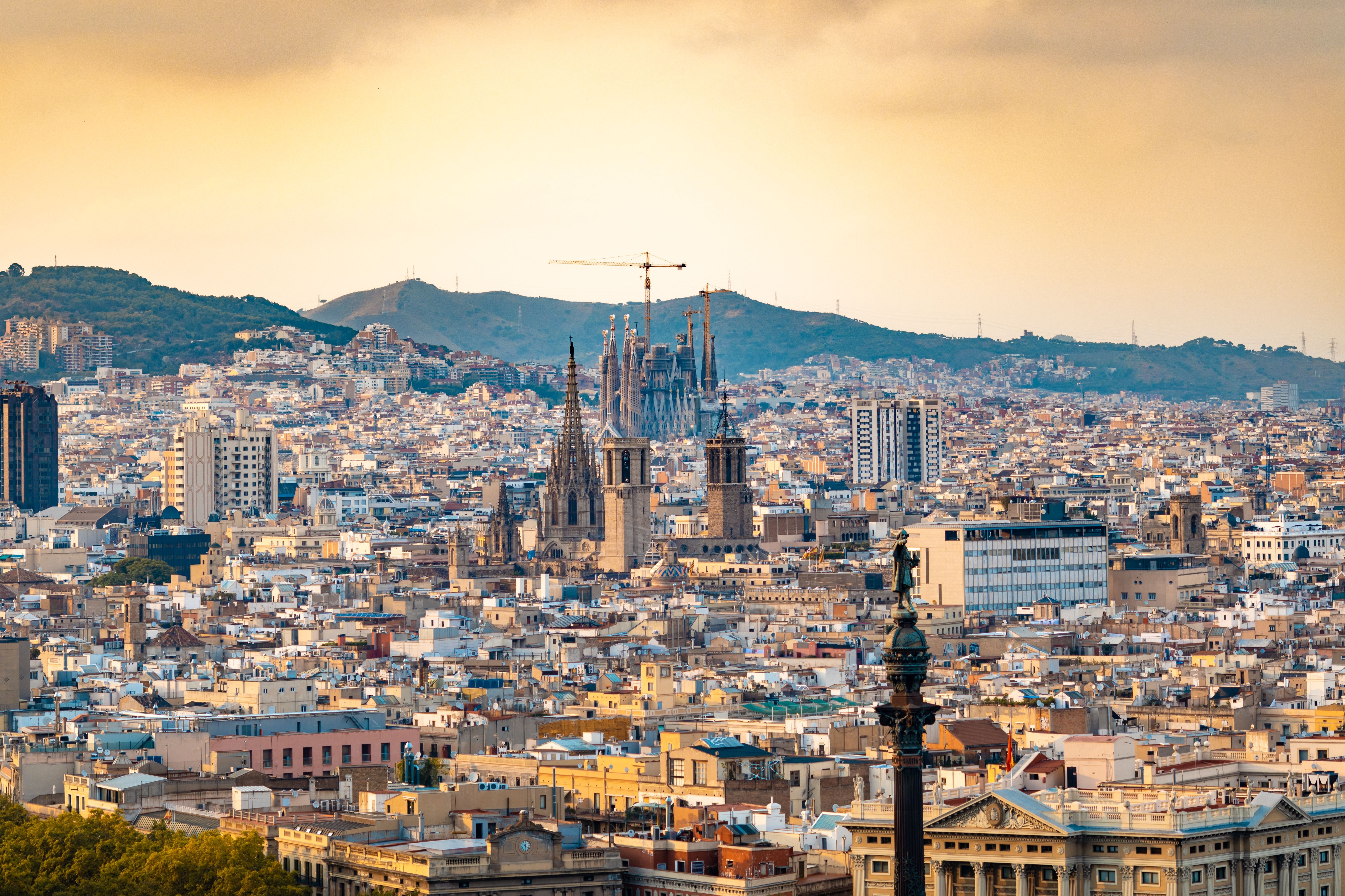 A first-evening Barcelona scene — tapas, a sunset over the city, or a relaxed dinner