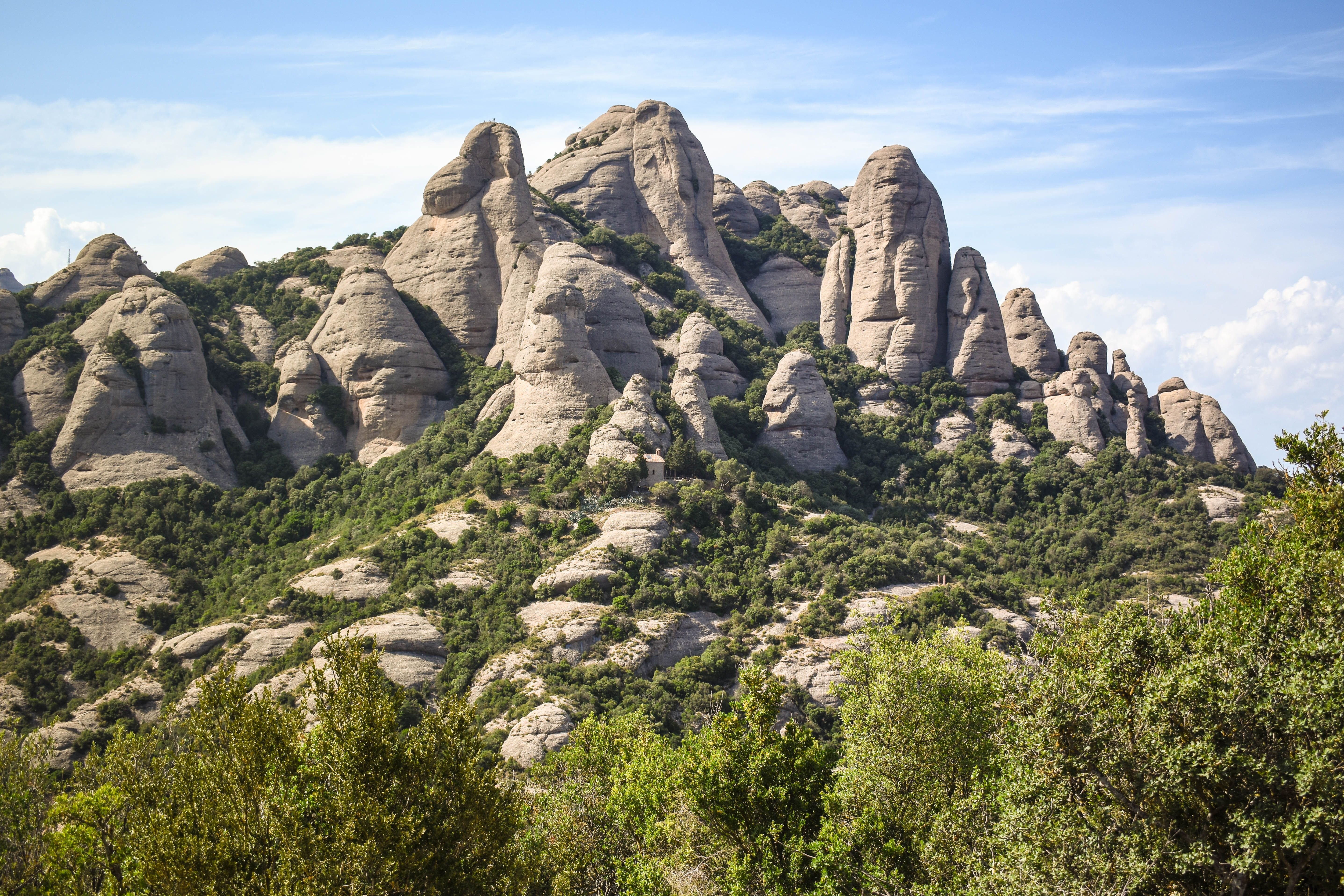 The Montserrat massif with the monastery nestled among the rounded rock pinnacles