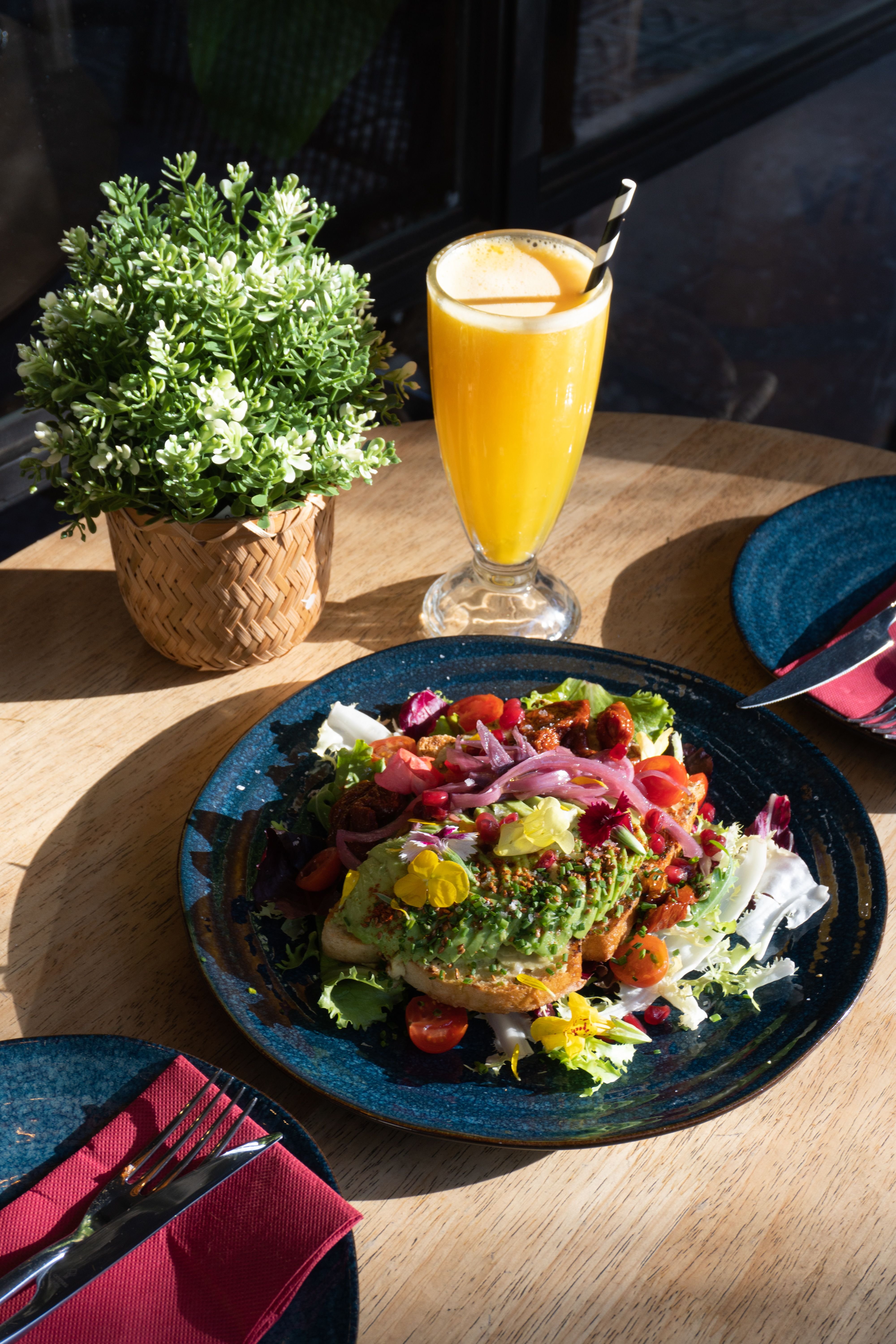 A colorful vegetable-forward Spanish dish or a vibrant vegetarian tapas spread