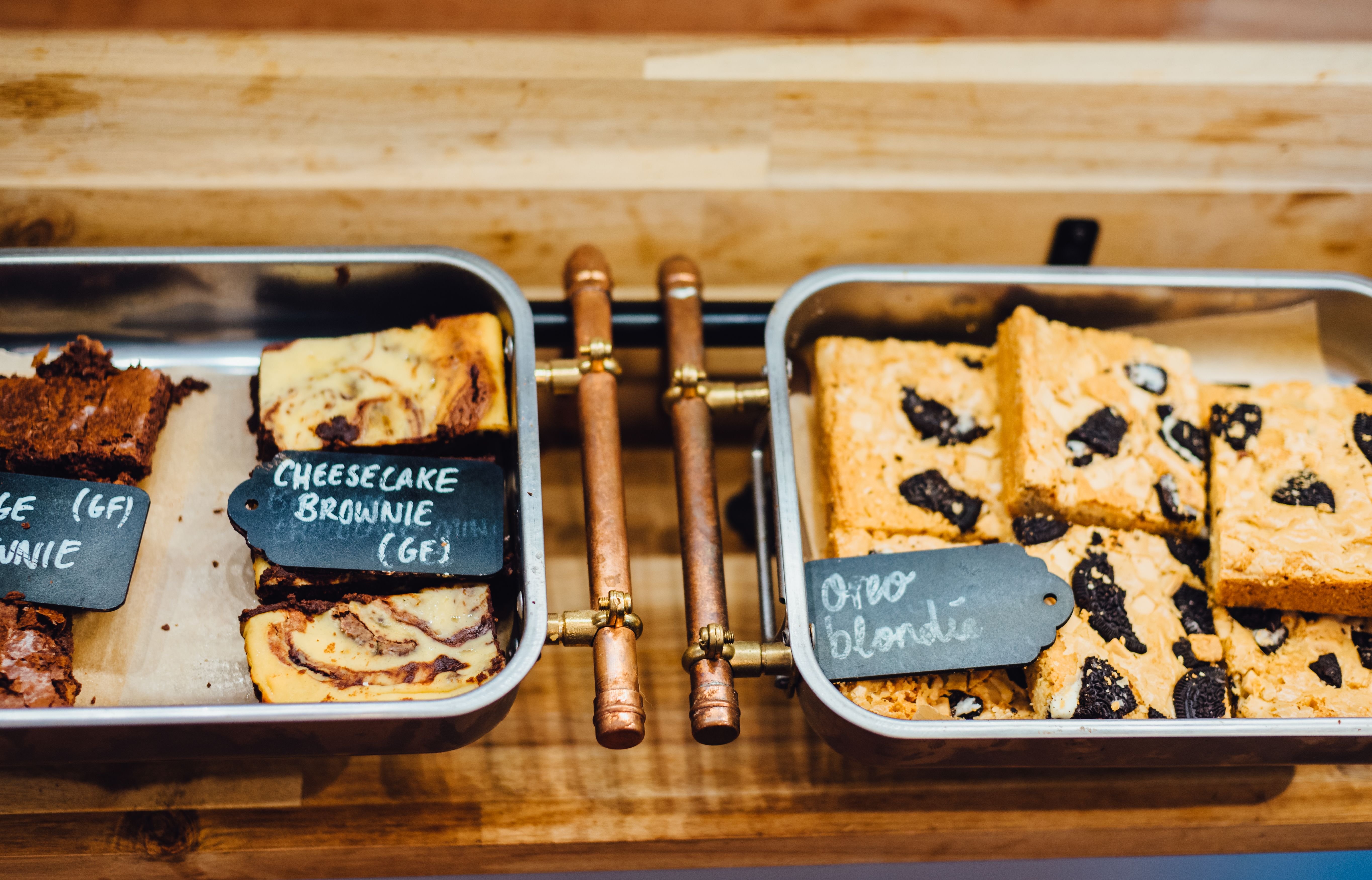 A vegan restaurant interior or a gluten-free bakery display