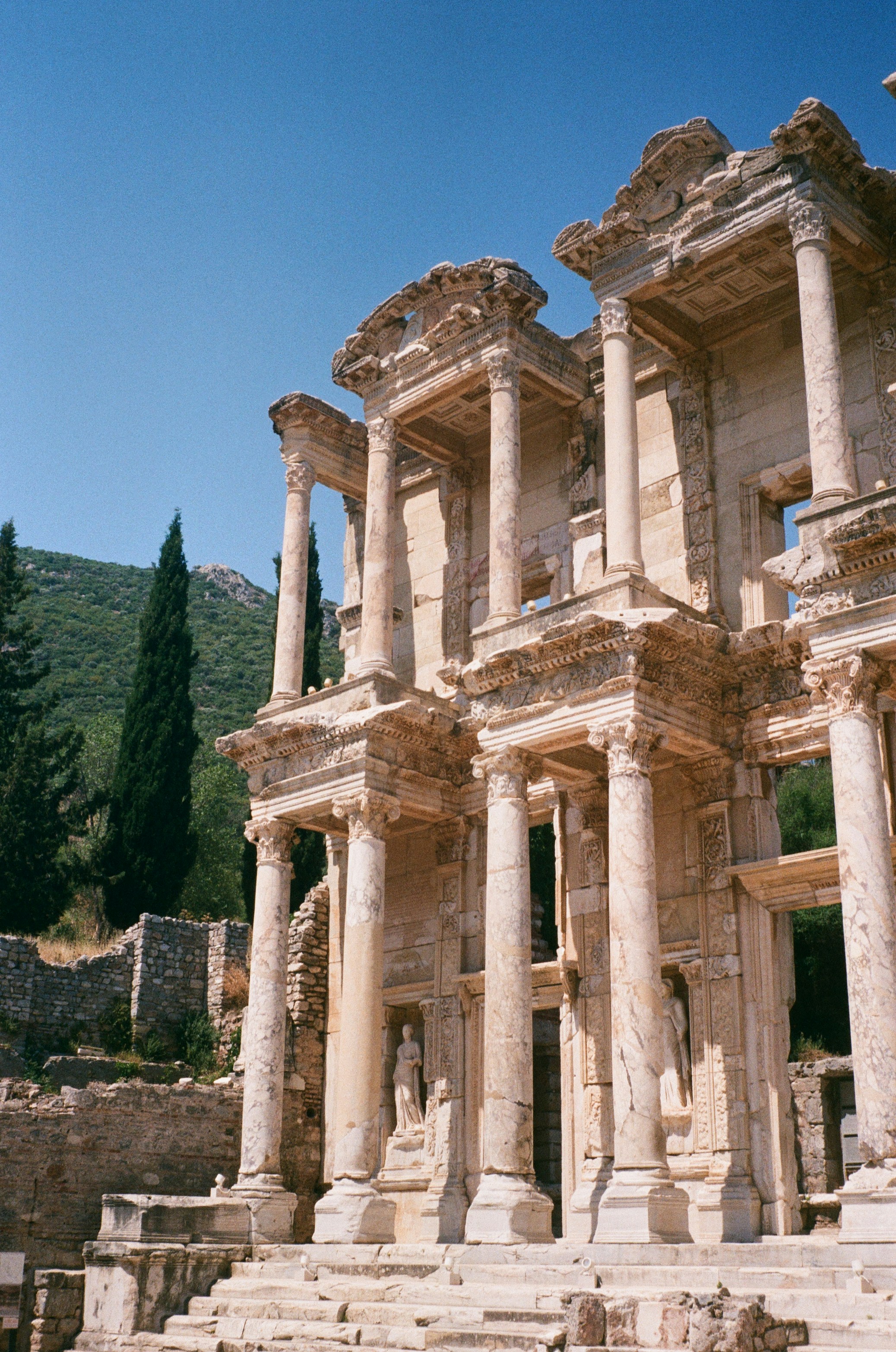 The Library of Celsus at Ephesus, golden stone facade
