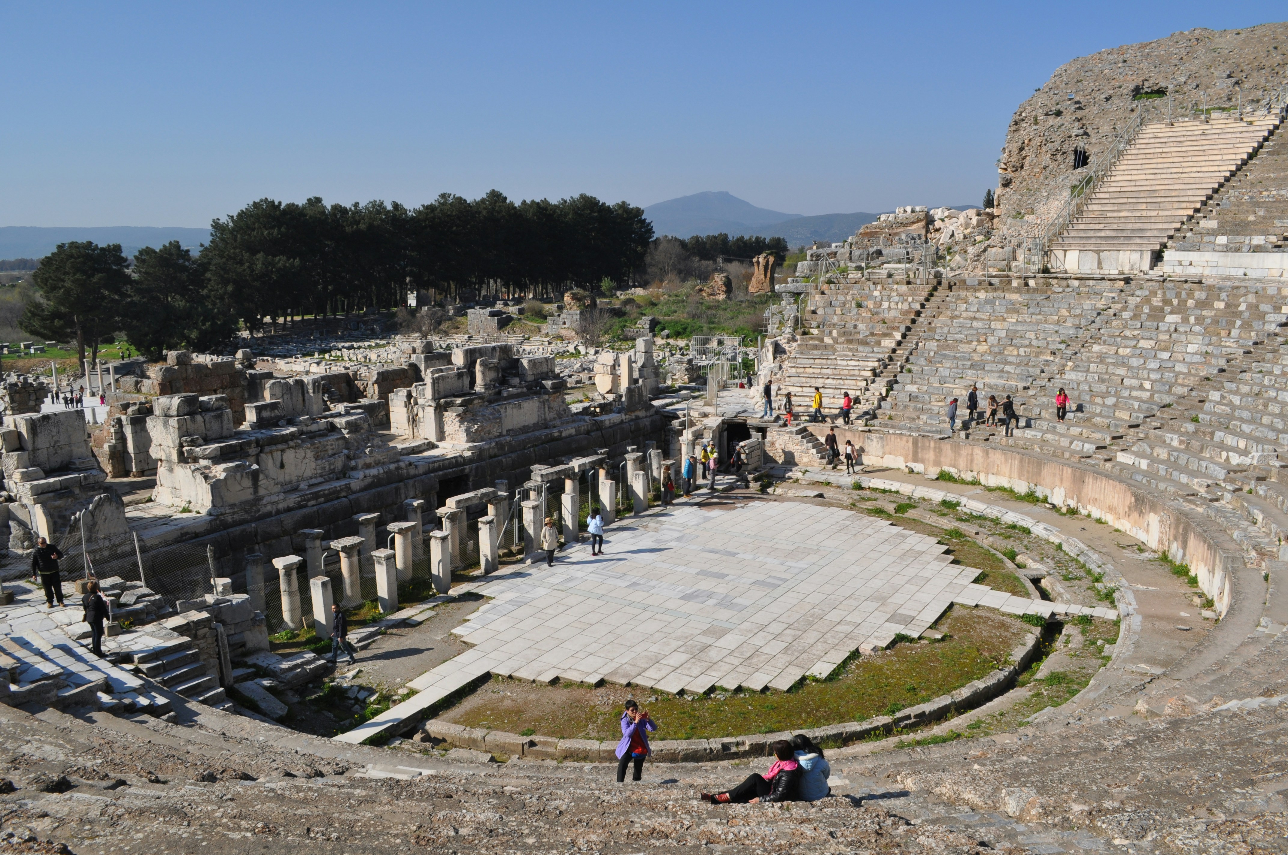 The two-story facade of the Library of Celsus at Ephesus