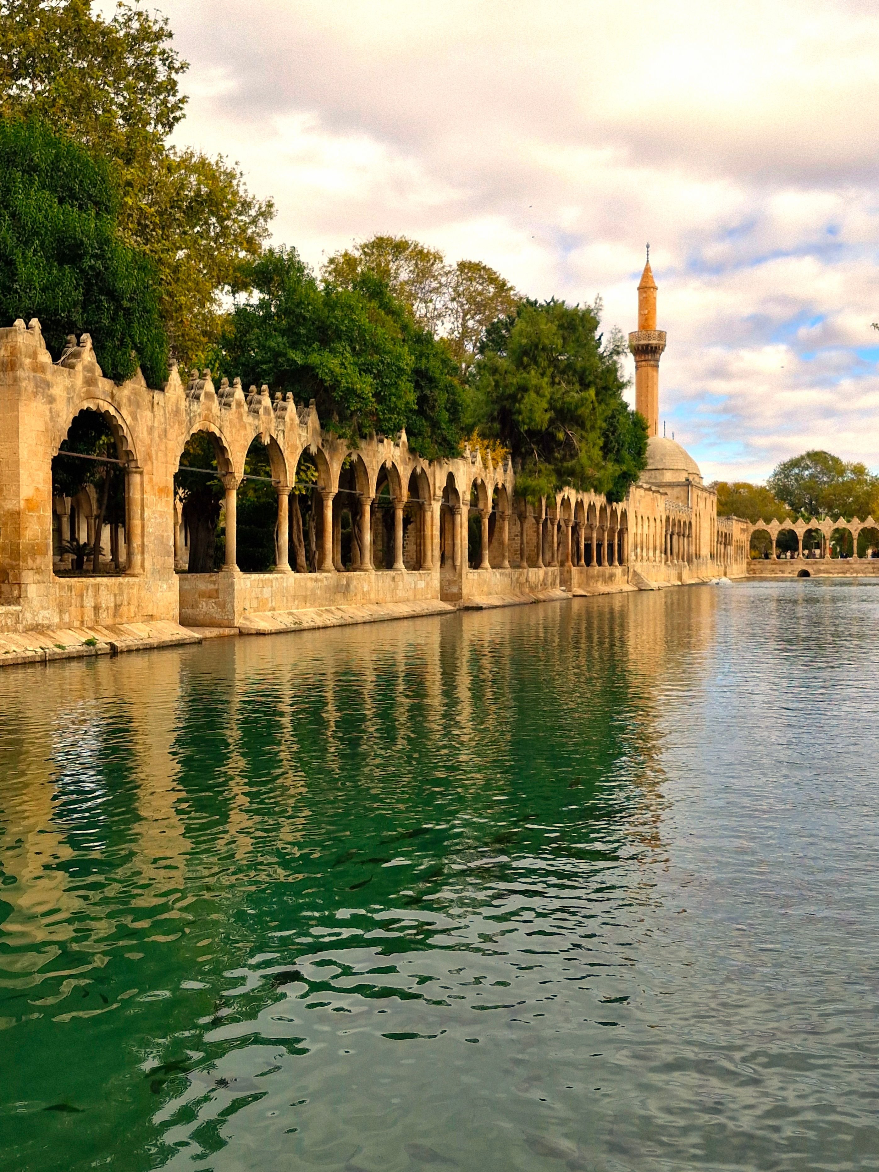 The reflecting pools and courtyards of Balıklıgöl in Şanlıurfa with the old mosque